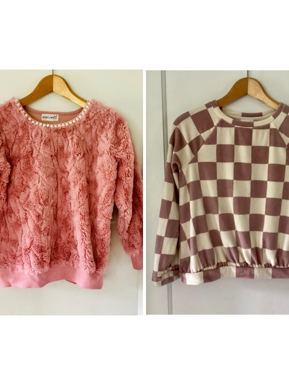 Lot Of 2 Girls L 10-12 Pink Faux Fur Pearls Plaid Cream Mauve Cat & Jack Velour